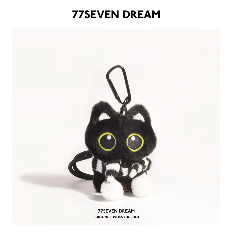Black cat plush toy pendant
