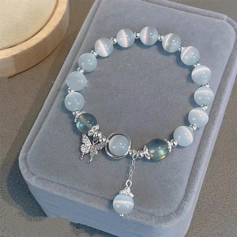 Imitation Cat's Eye Stone Bracelet with Pendant