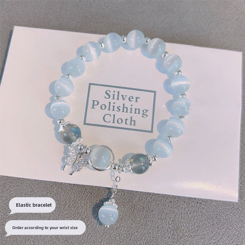 Imitation Cat's Eye Stone Bracelet with Pendant