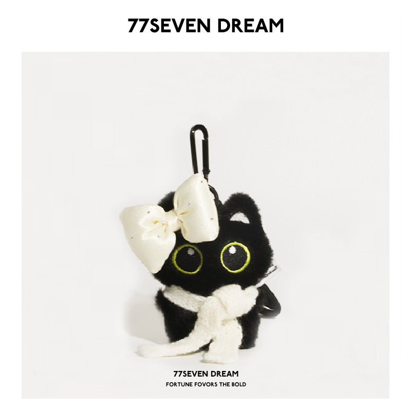 Black cat plush toy pendant