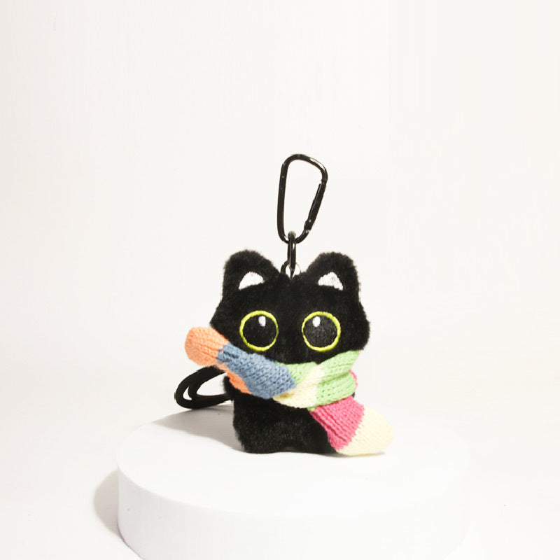 Black cat plush toy pendant