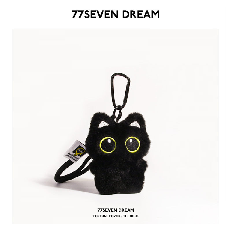 Black cat plush toy pendant