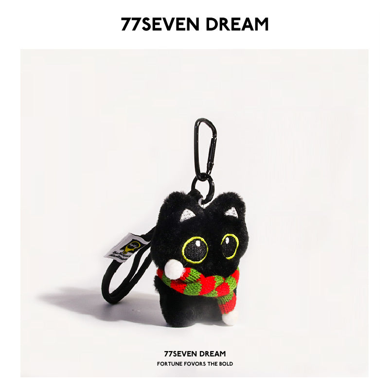 Black cat plush toy pendant