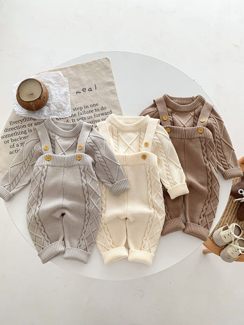 Baby Knit Sweater and Overalls Set