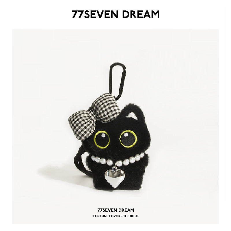 Black cat plush toy pendant