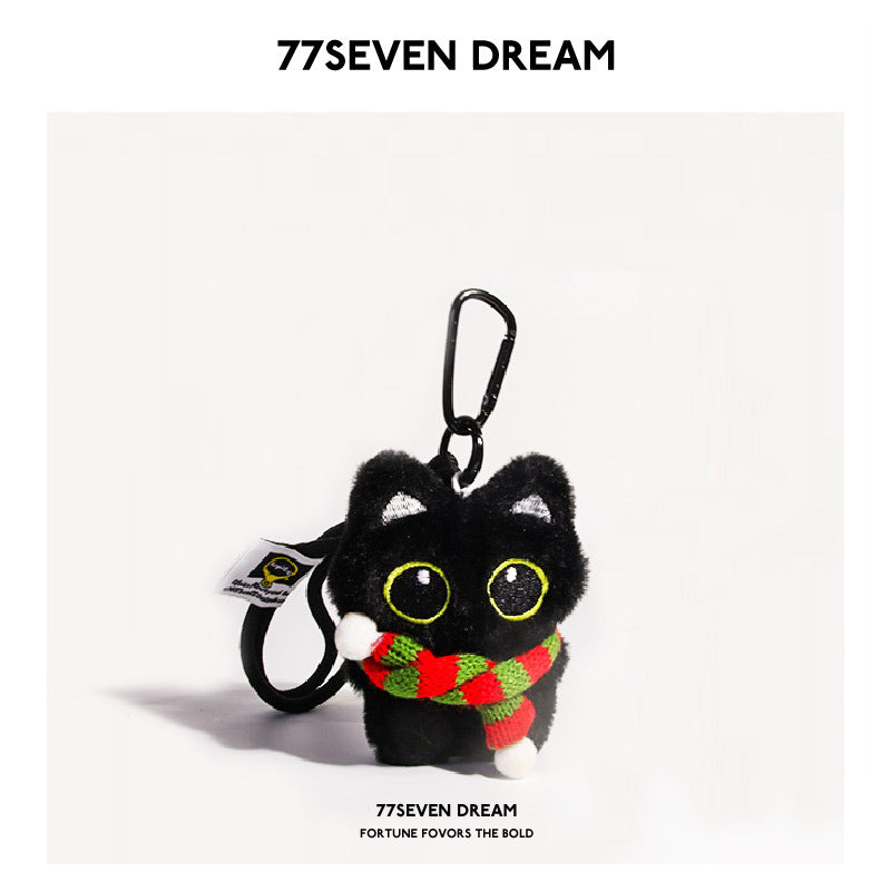 Black cat plush toy pendant