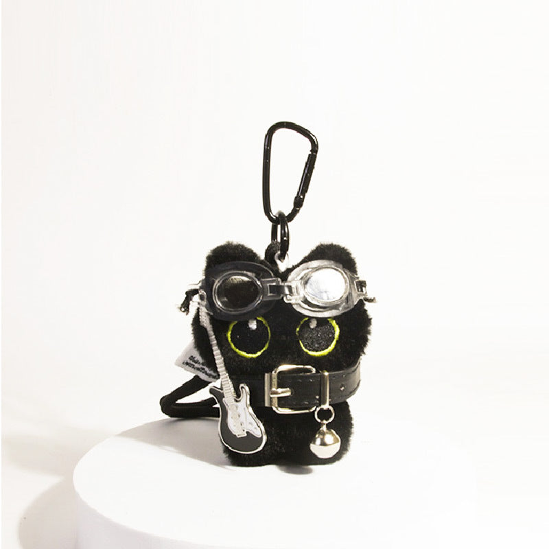 Black cat plush toy pendant
