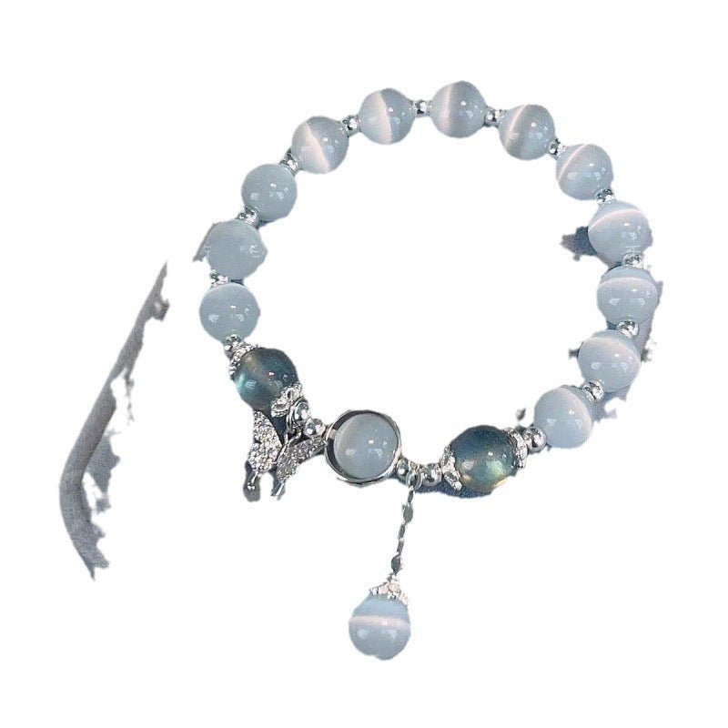 Imitation Cat's Eye Stone Bracelet with Pendant