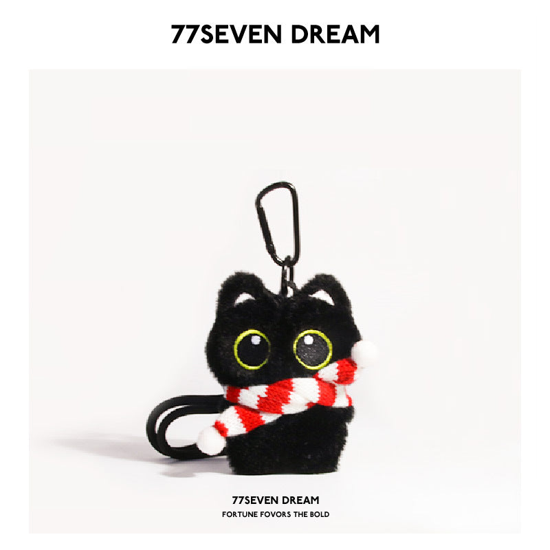 Black cat plush toy pendant
